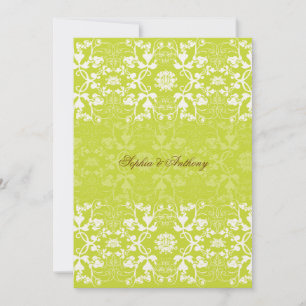 Damask Swirls Lace Lime Wedding Invitation