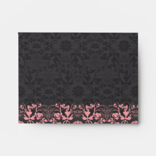 Damask Swirls Lace Liquorice Wedding Envelope
