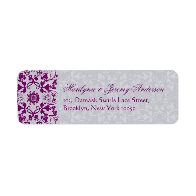 Damask Swirls Lace Orchid Custom Label (Front)