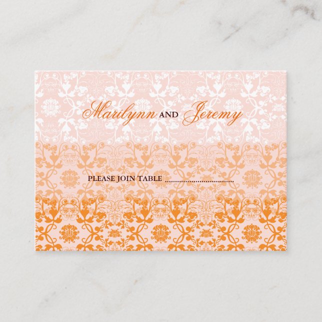 Damask Swirls Lace Sorbet Custom Escort Place Card (Front)