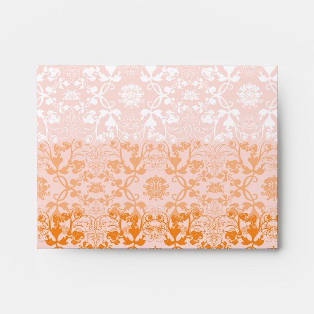 Damask Swirls Lace Sorbet Custom Wedding Envelope (Front)