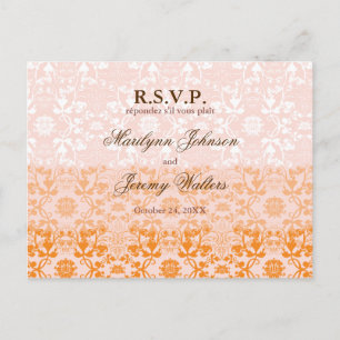 Damask Swirls Lace Sorbet RSVP Wedding Postcard