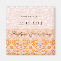 Damask Swirls Lace Sorbet Save The Date Magnet