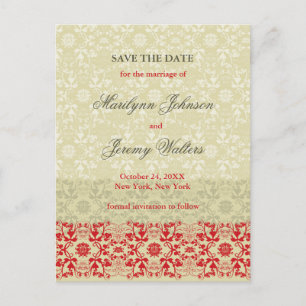 Damask Swirls Lace Spice Save The Date Postcard