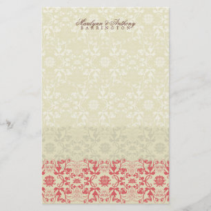Damask Swirls Lace Spice Thank You Stationery
