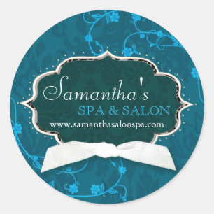Damask Swirls Spa Salon Business Product Label