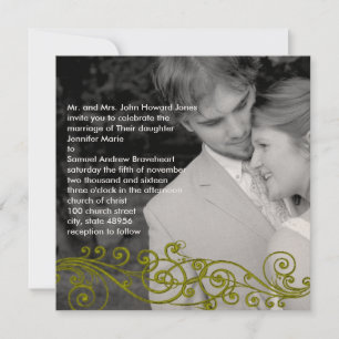 Damask Swirly Your Photo Wedding Invitation