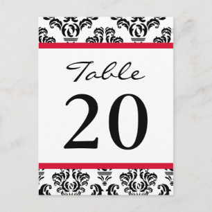 Damask Table Numbers (Black / Red / White) Postcard