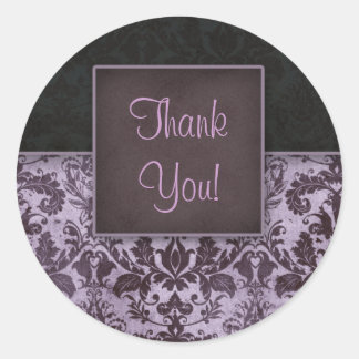 Damask Thank You Stickers Purple