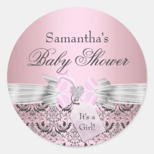 Damask & Tiara Princess Baby Shower Sticker