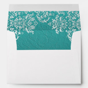 Damask Turquoise Wedding Envelopes