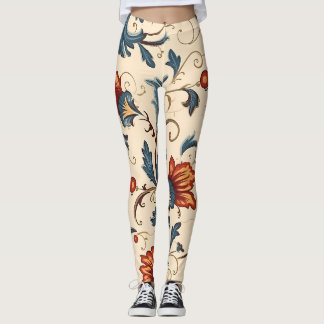 Damask Vintage Fun 60s Groovy Pattern Leggings