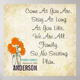 Damask Vintage Modern Mason Jar Seating Chart