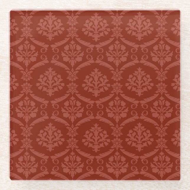 Damask wallpaper 3 glass coaster (Front)