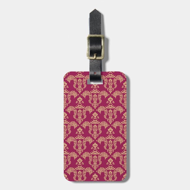 Damask wallpaper 4 luggage tag (Front Vertical)