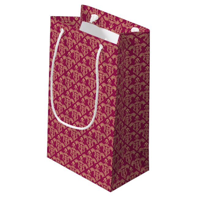Damask wallpaper 4 small gift bag (Back Angled)
