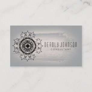 Damask Watercolor Swirl Vintage Plain Grey Business Card