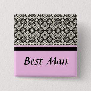 damask wedding button