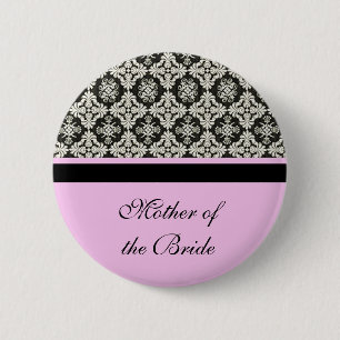 damask wedding button. for mother, sister, brother 6 cm round badge