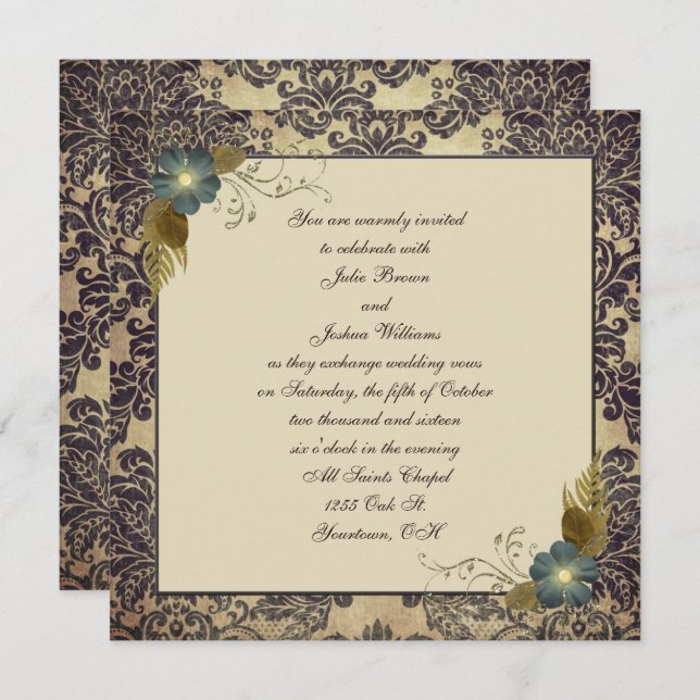 Damask Wedding Invitation (Front/Back)