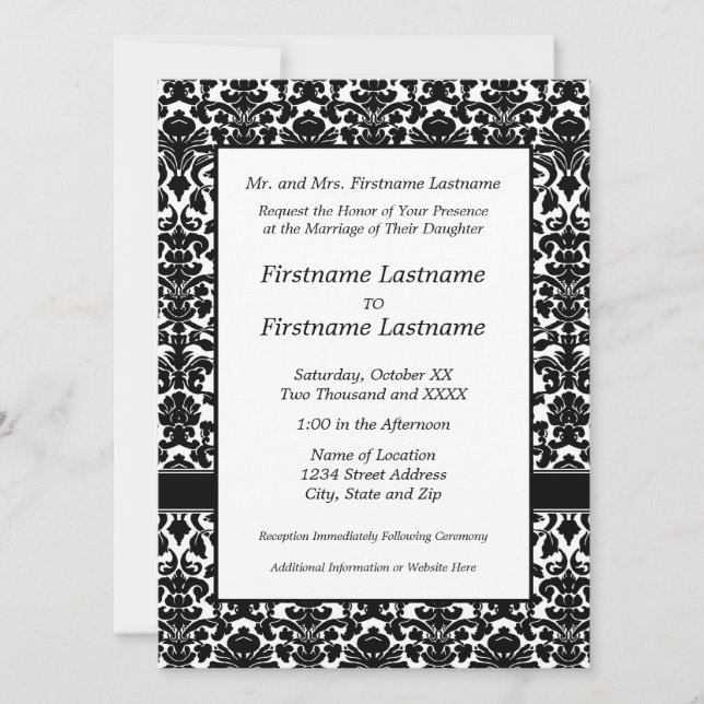 Damask Wedding Invitation (Front)