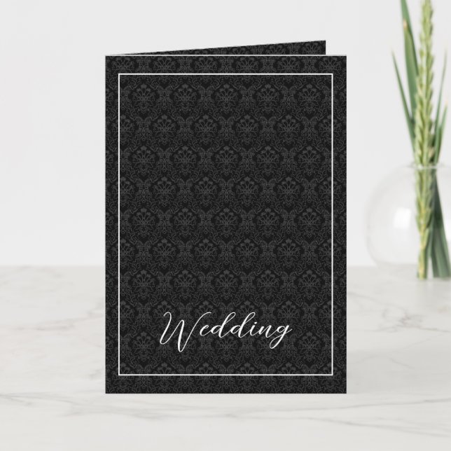 Damask Wedding Invitation - -Black and White (Front)