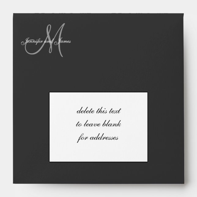 Damask Wedding Invitation Envelopes Black (Front)