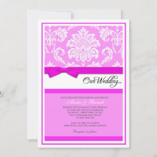 Damask Wedding Invitation in Pink