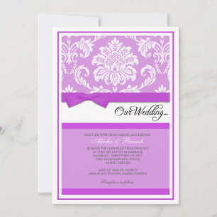 Damask Wedding Invitation in Purple