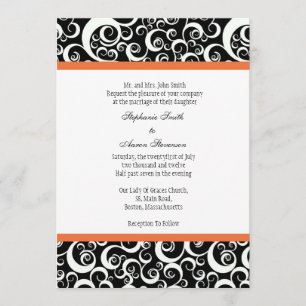Damask Wedding Invitation with Orange