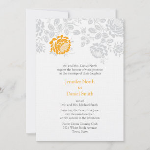Damask Wedding Invitations Orange And Grey