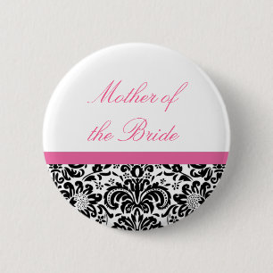 Damask Wedding Party Button