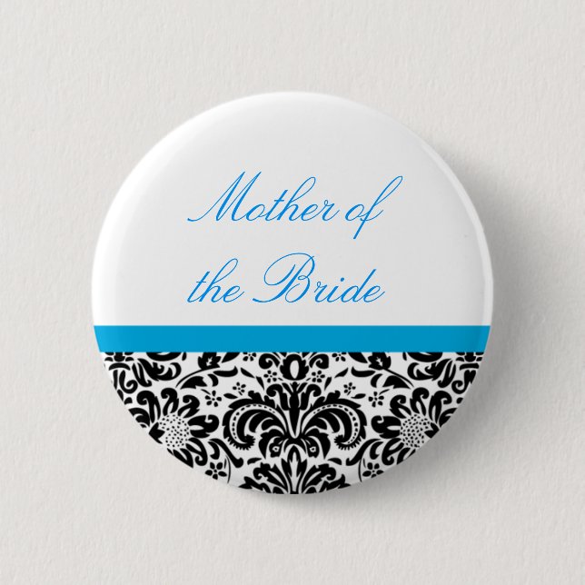 Damask Wedding Party Button (Front)