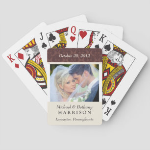 Damask Wedding Photo Personalised Playing Cards