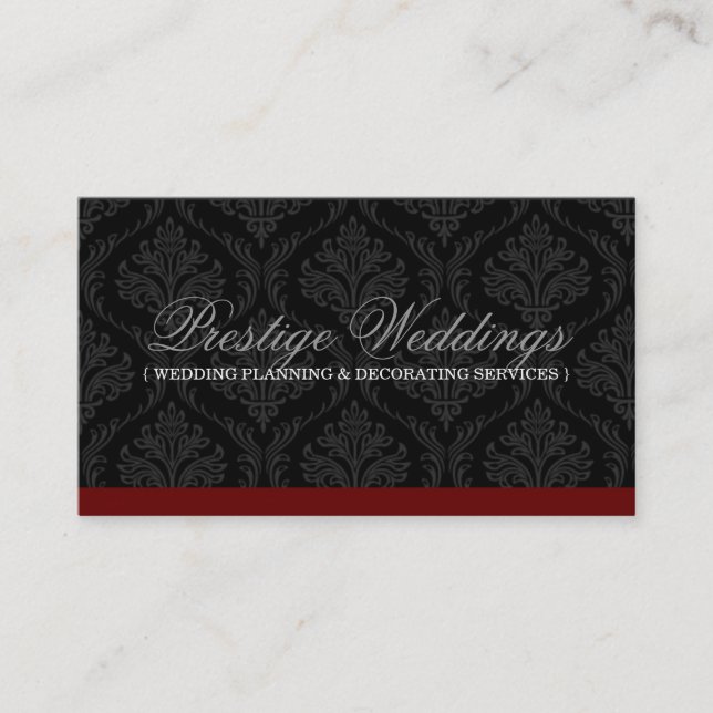 Damask Wedding Planner Business Card (Front)