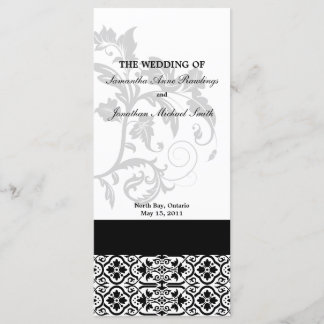 Damask Wedding Program- Black & White Wedding Programme