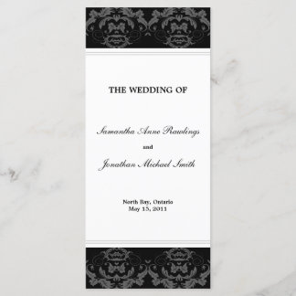 Damask Wedding Program- Black & White Wedding Programme