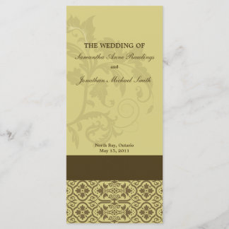 Damask Wedding Program- Gold & Brown Foliage Programme