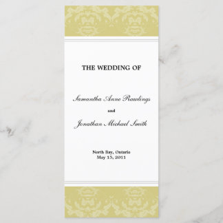 Damask Wedding Program- Gold Wedding Programme