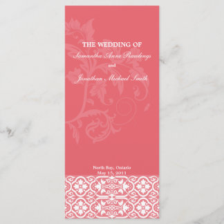Damask Wedding Program- Honeysuckle Pink Wedding Programme
