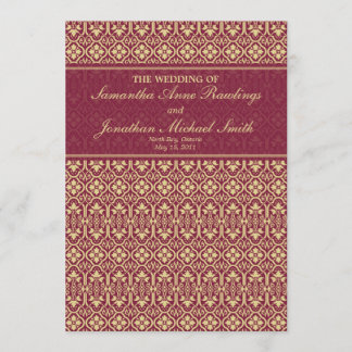 Damask Wedding Program- Rouge & Cream Programme