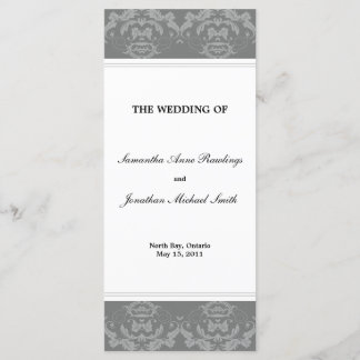 Damask Wedding Program- Slate Grey Wedding Programme
