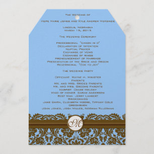 Damask Wedding Program White Notes