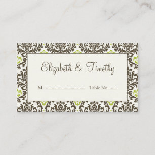 Damask Wedding Reception Escort Cards
