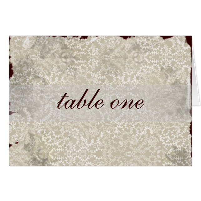 Damask Wedding Reception Table Cards, Brown (Front Horizontal)