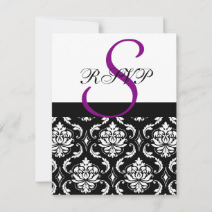 Damask Wedding RSVP Cards Purple