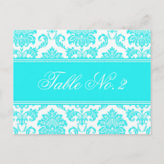 Damask Wedding Table Number Postcard