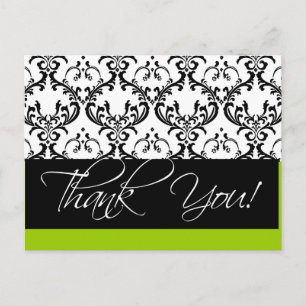Damask Wedding Thank You Postcards Green
