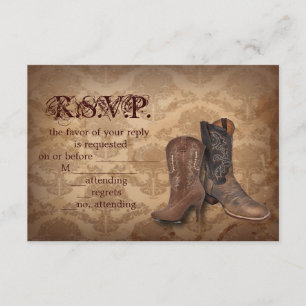damask Western Cowboy wedding RSVP response
