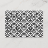 Damask White And Black Formal Seating Place Card (Back)
